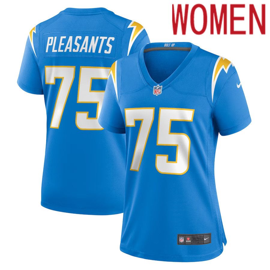 Women Los Angeles Chargers 75 Austen Pleasants Nike Powder Blue Home Game Player NFL Jersey